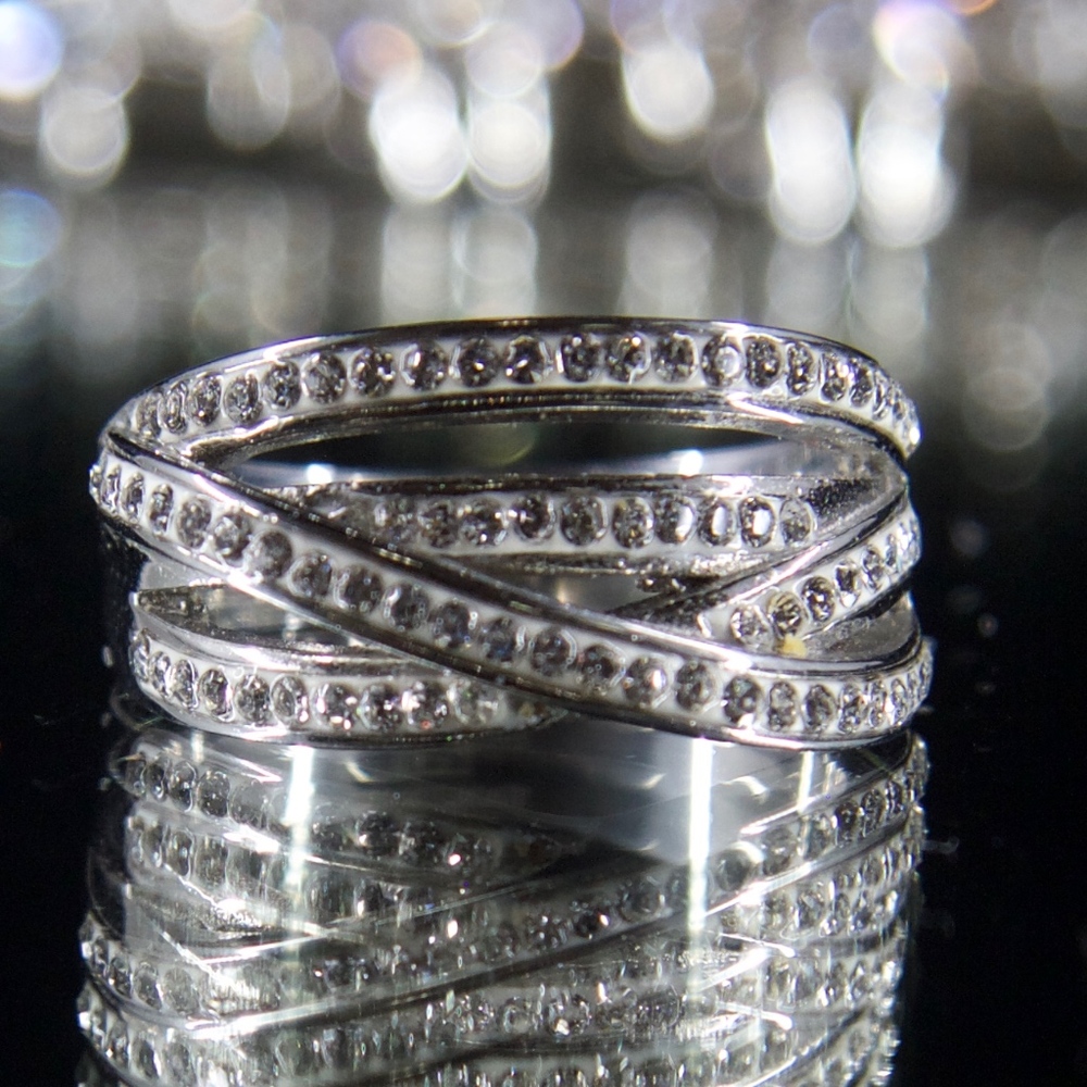 14kt Gold Dipped Swarovski Channel Ring - image 1